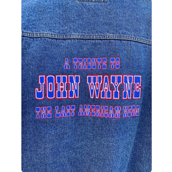 Vintage John Wayne Tribute Medium Wash Denim Jean Jacket • 90s • Cotton - Medium - Picture 7 of 8